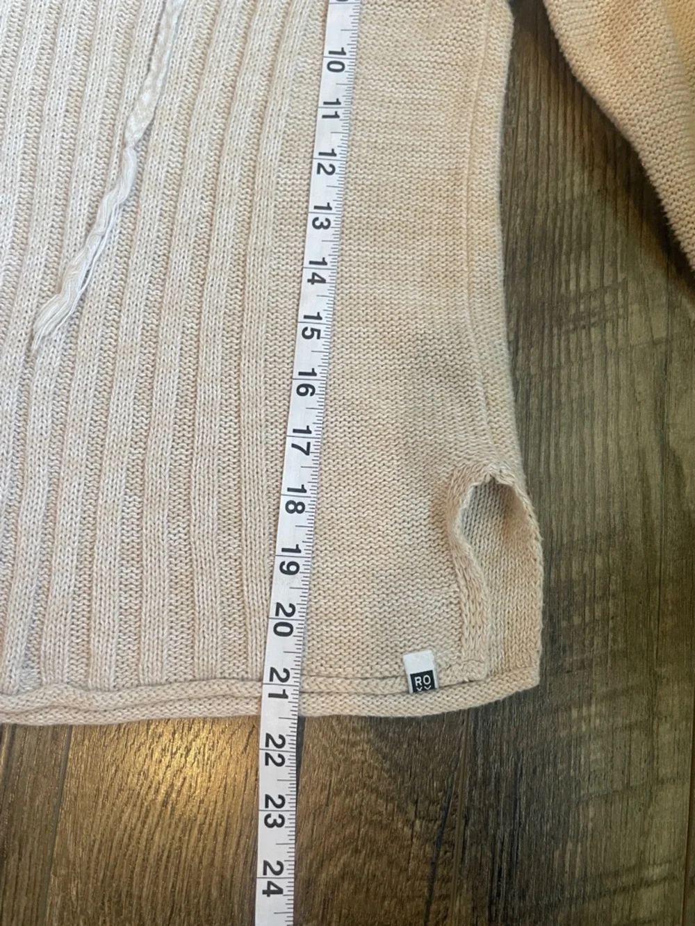 Roxy V-Neck Hoodie‎ Sweater in Light Beige Size Medium